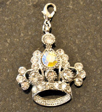 36mm Crystal Crown Pendant Charm on lobster claw, each