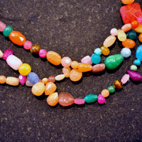 18in Dyed Jade Nugget Triple Strand Necklace w/toggle clasp, ea