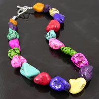 18in Necklace 14x20mm Assorted Color Turquoise Nuggets, w/silver toggle clasp ea