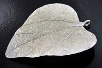 Natural Real Leaf Silver Pendant(30-50mm), w/bail, ea
