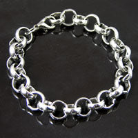7.5in Antique Silver Rollo Chain Bracelet w/lobster clasp, ea