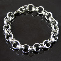 7.5in Antique Silver Rollo Chain Bracelet w/lobster clasp,  ea