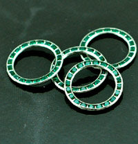 21mm Swarovski Crystal-Emerald & Silvertone Ring Connector, each