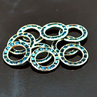 15mm Swarovski Crystal-Montana Blue, Silver Ring/Connector, ea