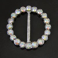 36mm(1.40in) Crystal AB Round Rhinestone Strap Slide, Antiqued Silver, fits up to 1in strap, ea