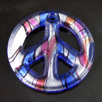 50mm(1.95in) Peace Sign Glass Pendant, drilled, each