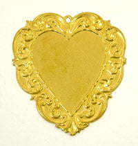 63x70mm Gold Scrolled Heart Pendant w/bail ea