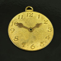 Brass Clock w/Moving Hands, pendant, ea