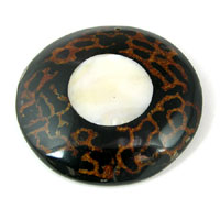 2.75in Round Wood and Inlay Shell Focal Pendant, each