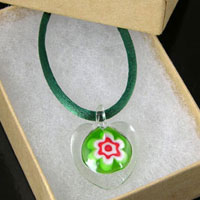 1in Green Venetian Glass Pendant-n-Silk Cord Necklace, each