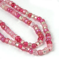 6/0 (4mm) Czech Glass Seed Bead, Rose Pink, 6" strand