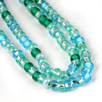 6/0 (4mm) Czech Glass Seed Bead, Laquna Blue Aquamarine, 6" strand