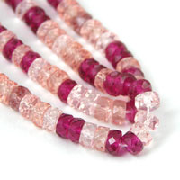 3mm x 6mm Czech Glass Beads, Faceted Rondelle, Rose, Pink, Fire Polished Mix, 98+ beads per 12" strand