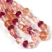 5-9mm Czech Glass, Faceted Rose/Ruby Fire Polished Mixed Shapes, strand