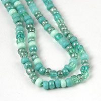 6/0 (4mm) Czech Glass Seed Bead, Aqua Blue Green, 6" strand