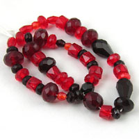 4-12mm Czech Vintage Glass, Faceted Ruby/Garnet Fire Polished Mixed Shapes, strand