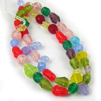 6-12mm Czech Glass, Crackled Assrt Color/Shape, strand