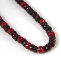6mm Czech Glass Beads, Faceted Ruby Red Rondelle Fire Polished Mix, 98+ beads on a 12" strand