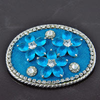 Vintage Stock Belt Buckles, silver and crystal, Oval