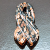 Murano Style Foil Glass Pendant, Black w/copper foil, 58x22mm, ea