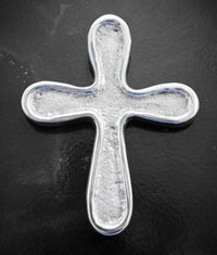 3.75x3in Cross Pendant w/bail on back, Recessed Center- Polished Aluminum ea