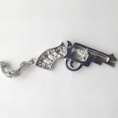 3.5" Crystal Pistol Pendant, crystal AB, 1 each