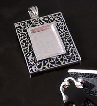 2.15x1.80in Magnetic Clasp Premium Designer Pendant, Silver, ea
