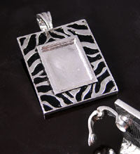 2.16x1.8in Magnetic Clasp Premium Designer Pendant Silver-Zebra, ea