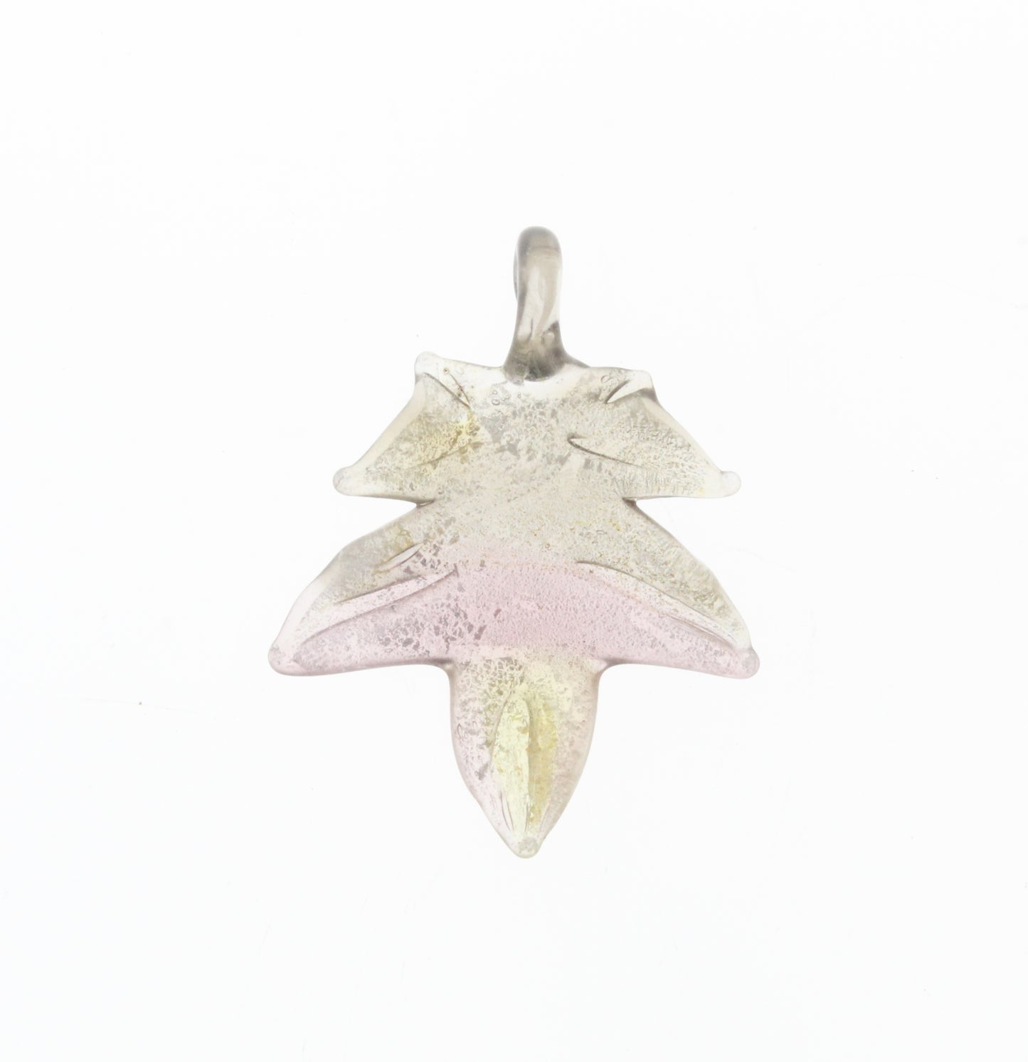 Murano Style Foil Glass Leaf Pendant, ea