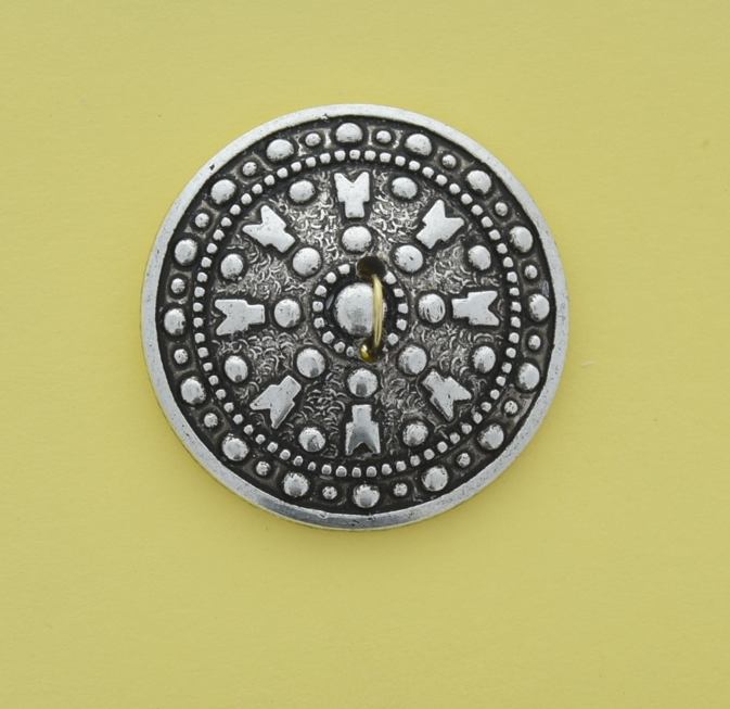 button 32mm Antique Silver Finish Viking Norse Celtic SHIELD, each