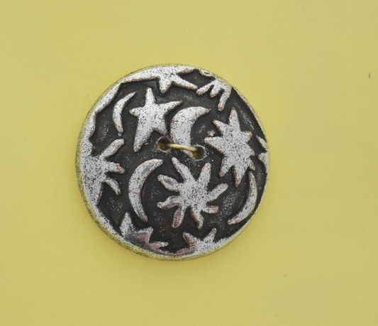 button 28mm Antique silver Finish Celestial Round Embellishment ea