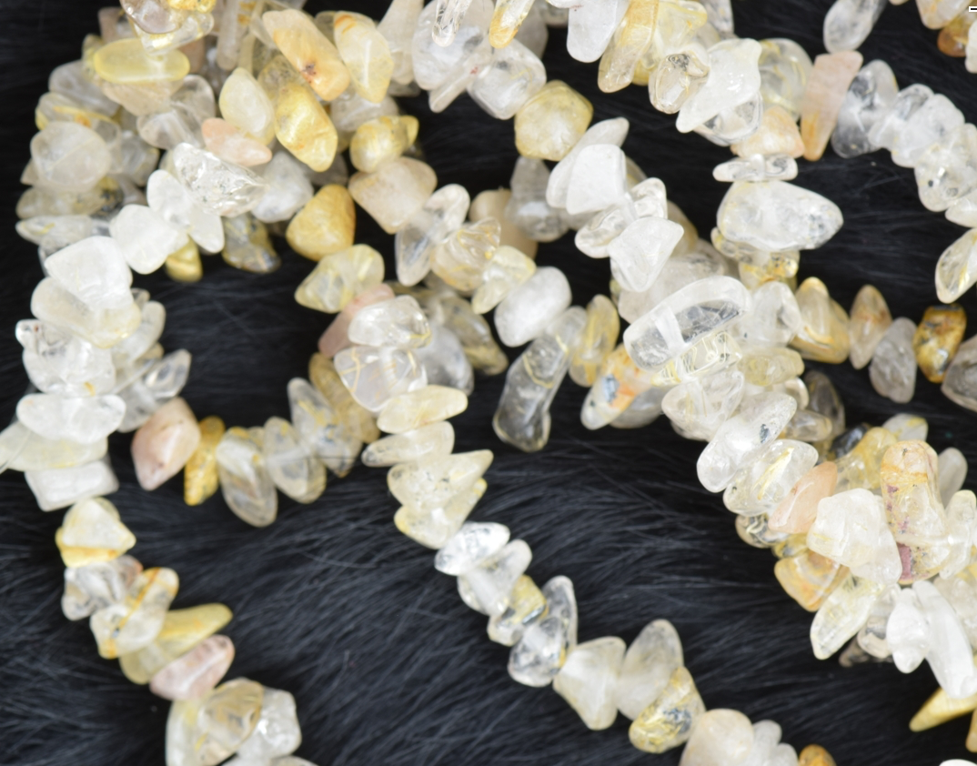 8x11mm Yellow Venus Hair(Rutilated) Quartz Chips Beads,36in Strand