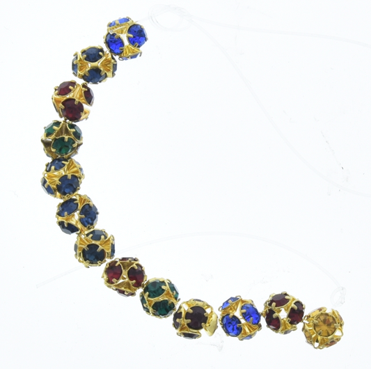 6mm Gold, Crystal Rhinestone Beads, Assorted Color, Strand