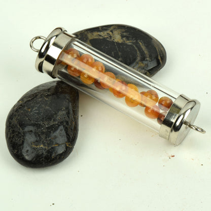 Glass Vial Pendant, 70mm x 18mm , sold by each