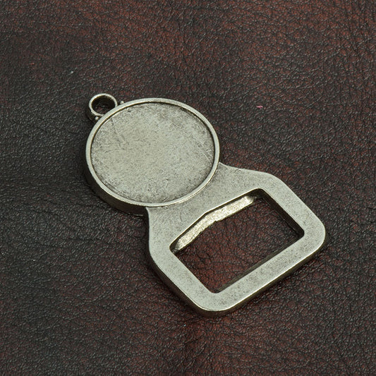 Bottle cap opener key chain with 26mm Bezel for art or logos, 6 each