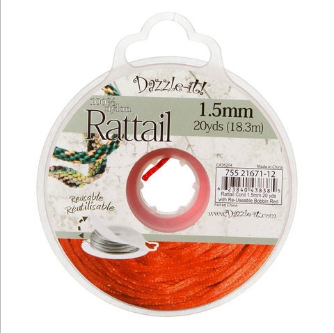 Dazzle it Rattail Cord, 1.5 mm red, 20 yards per spool, each