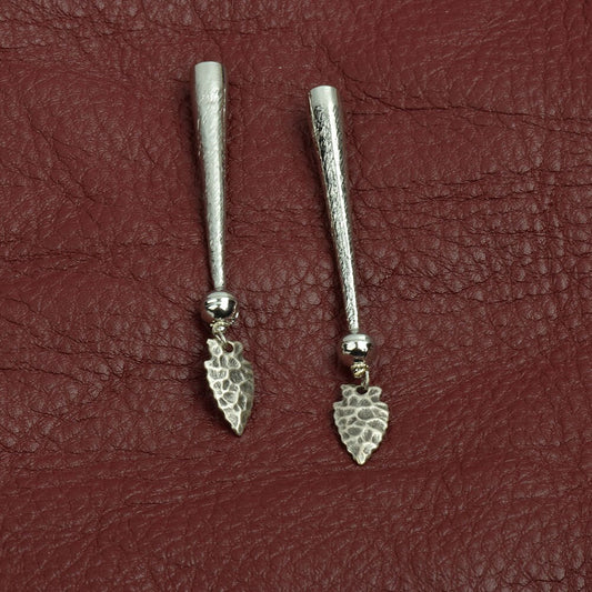 Arrowhead Bolo Tips, antique silver, Made in USA, Set of 2