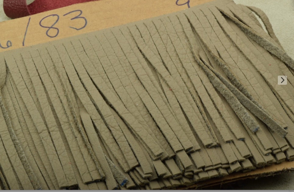 Light taupe Leather Fringe for embellishment of purses, jackets or other accessories, Sold by the Foot (30 cm)