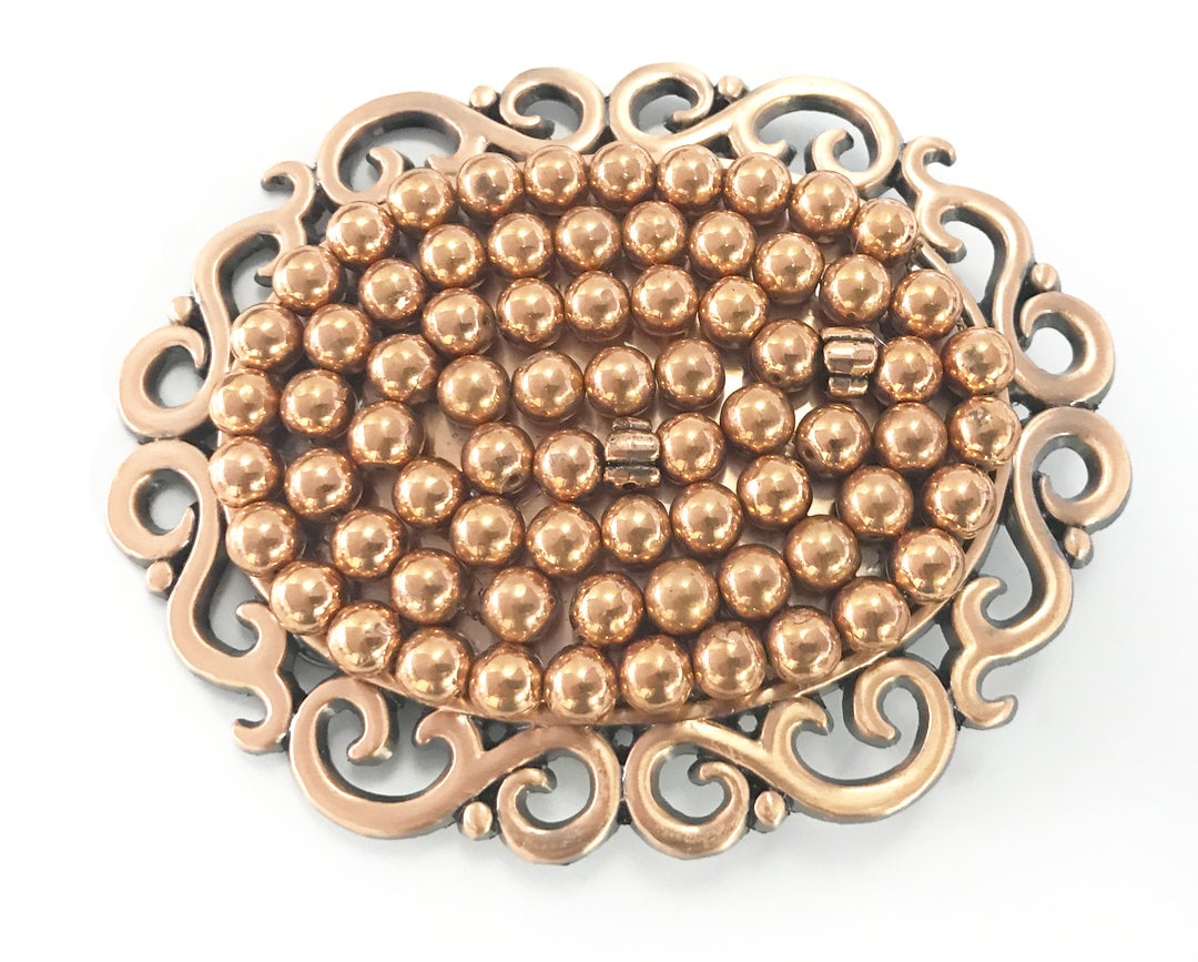 Scrolled Copper Mosaic Bead Buckle, hand crafted, Each