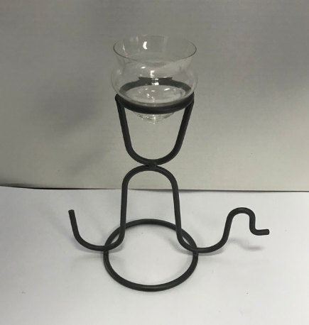 Single Glass and Steel Votive Candle Holder, Christmas or Wedding Centerpiece for 1 candle, free shipping
