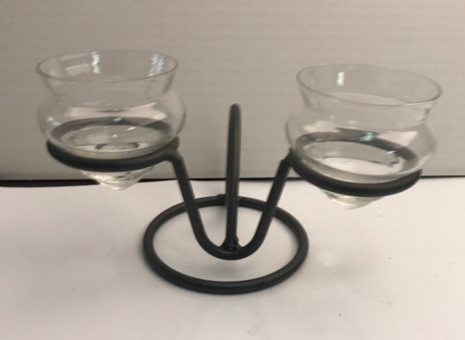 Black Steel Votive Candle Holder, Christmas or Wedding Centerpiece for 2 candles, free standing, 1 each