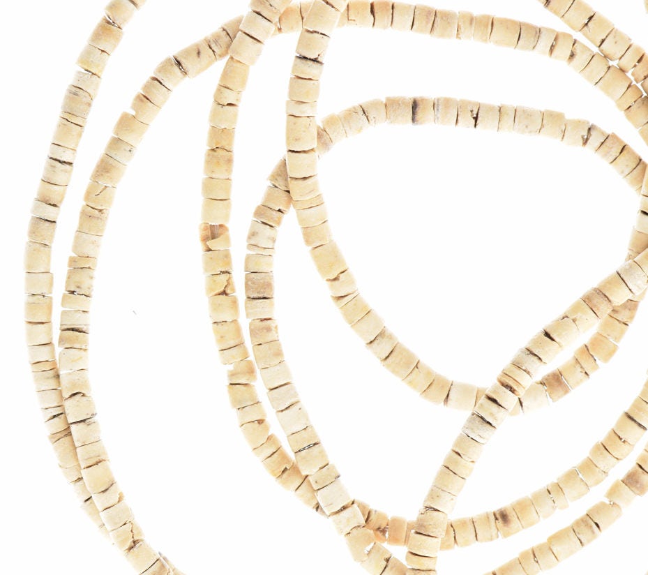 Heishi Natural Beads, taupe beige cream, 48" strand