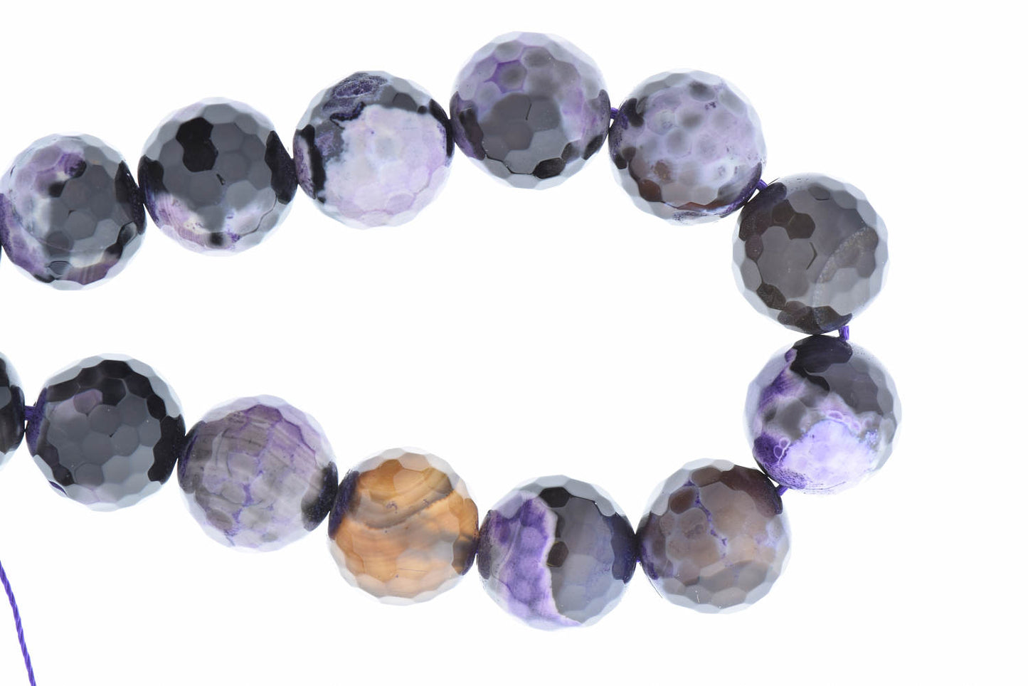 16mm Black & Purple Agate faceted beads, 16 inch strand