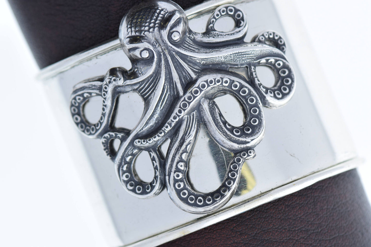 Steampunk octopus cuff bracelet on brass cuff, sold by each