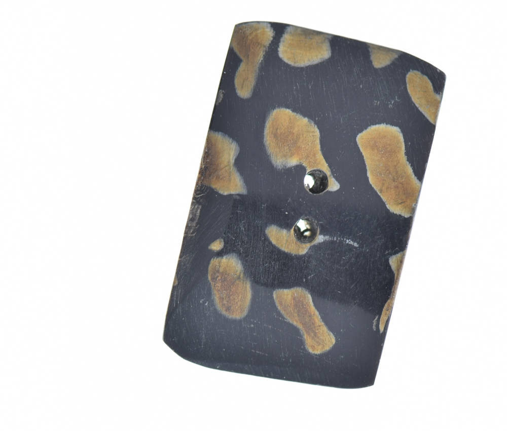 Animal Print Bone Button, black, brown, 38mm x 24mm, pack of 6