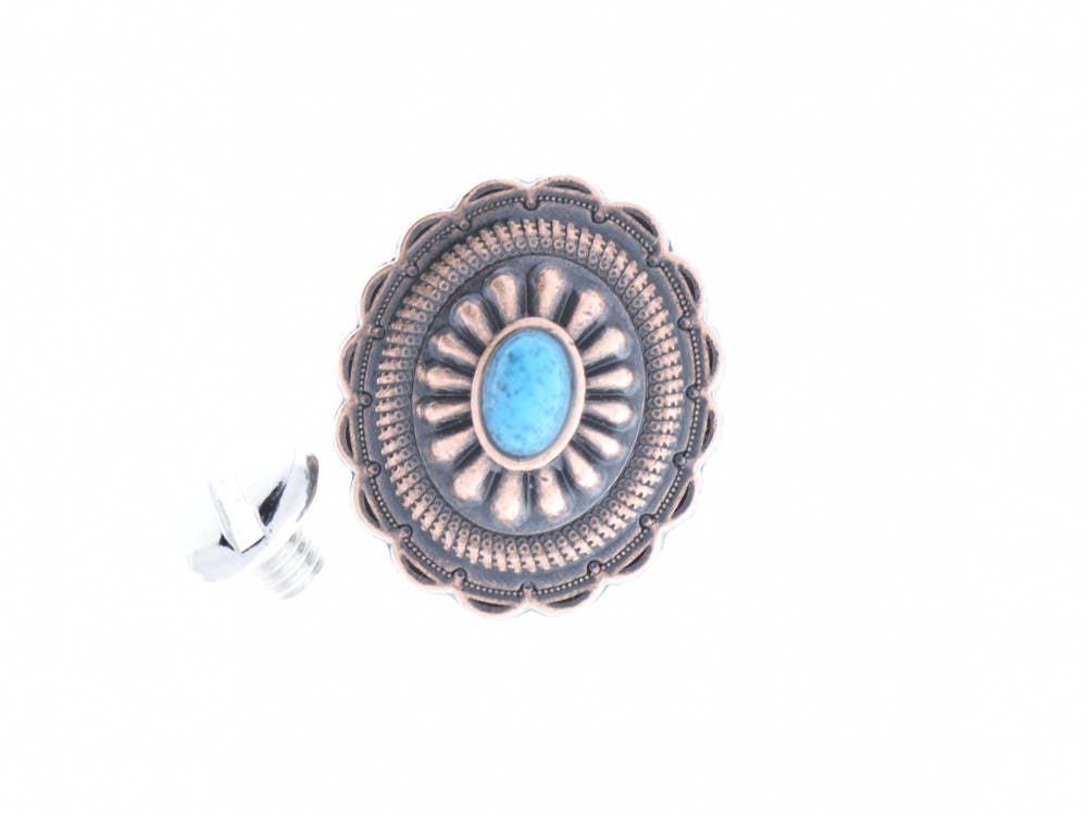 Oval Mini Hat band or pet collar conchos, screw on back order by finish, .84 long x .75 tall