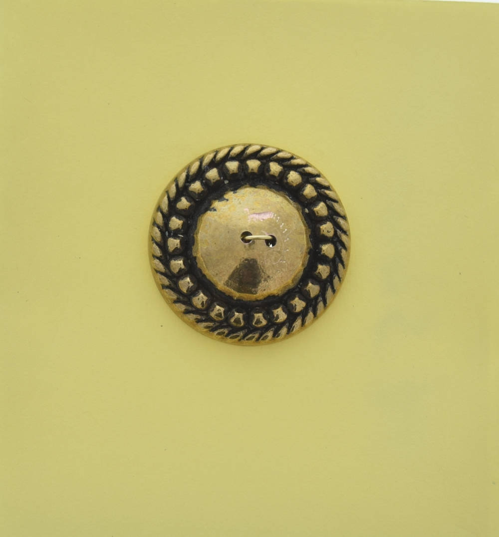 Vintage Round Button, 2 hole, antique gold, made in Germany, pack of 4