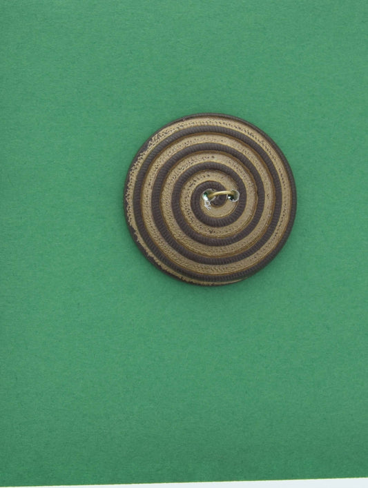Vintage Spiral Button, 2 hole, 26mm, brown, made in Germany, pack of 4
