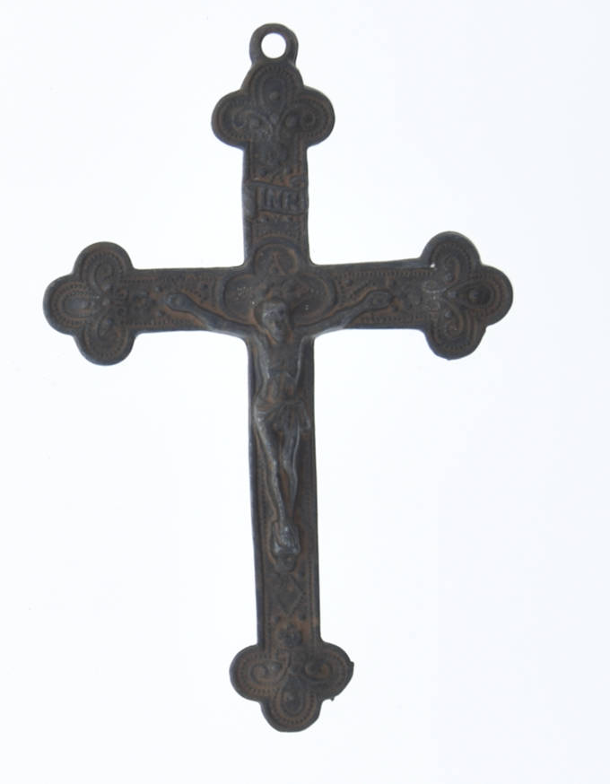 Crucifix cross Fleur Cross Pendants, rustic finish, each