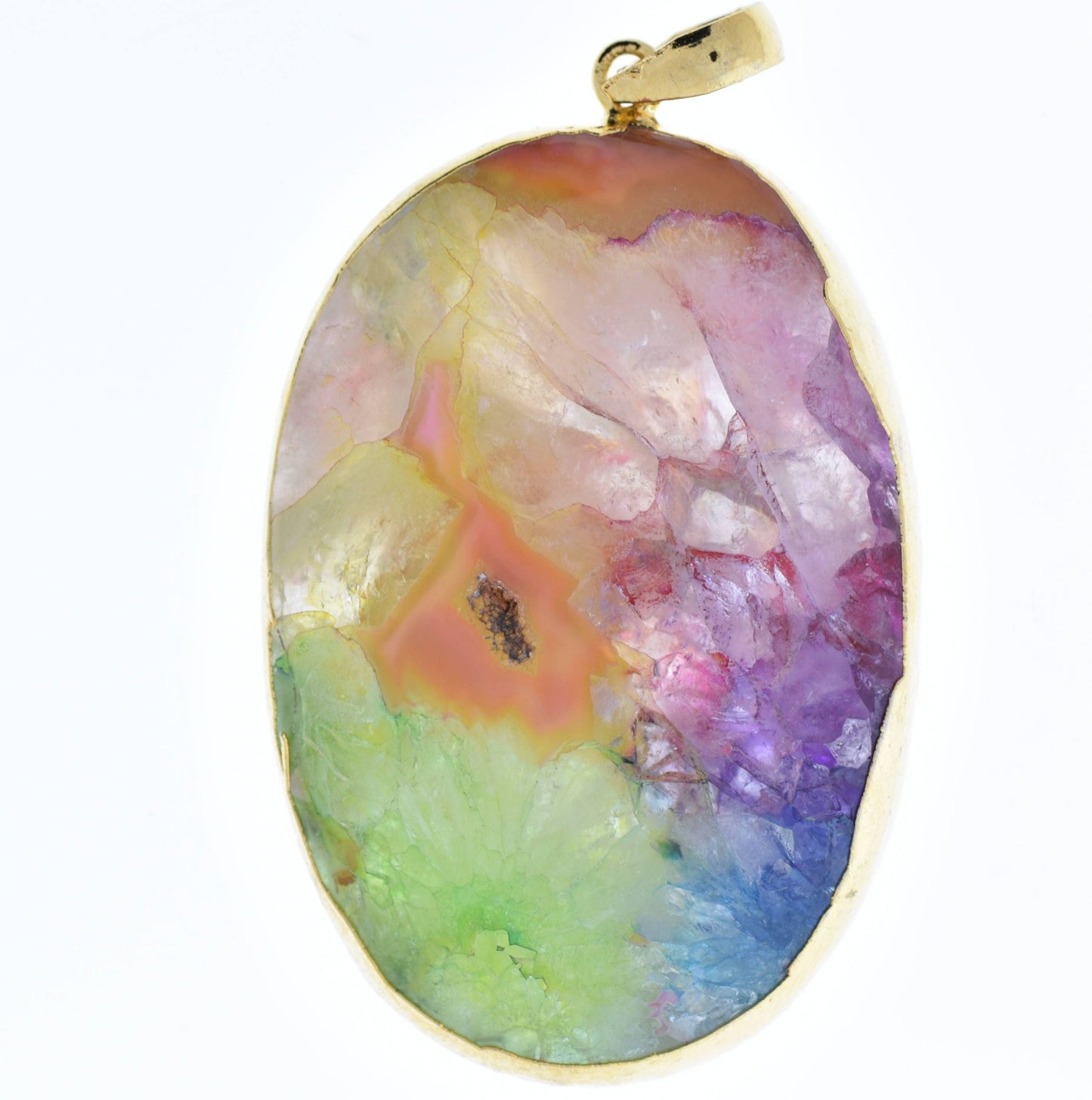 Agate pendant gold leaf borders, purple, varied sizes shapes, each